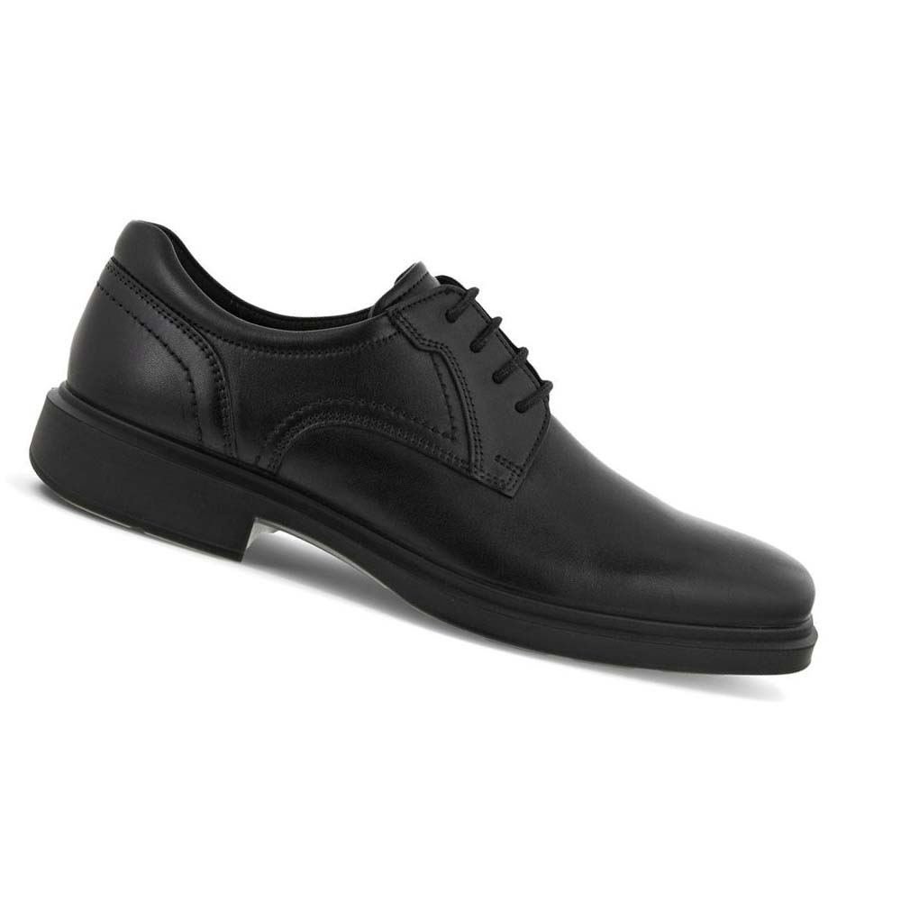 Men\'s Ecco Helsinki 2.0 Plain Toe Tie Dress Shoes Black | Canada 516JPQ